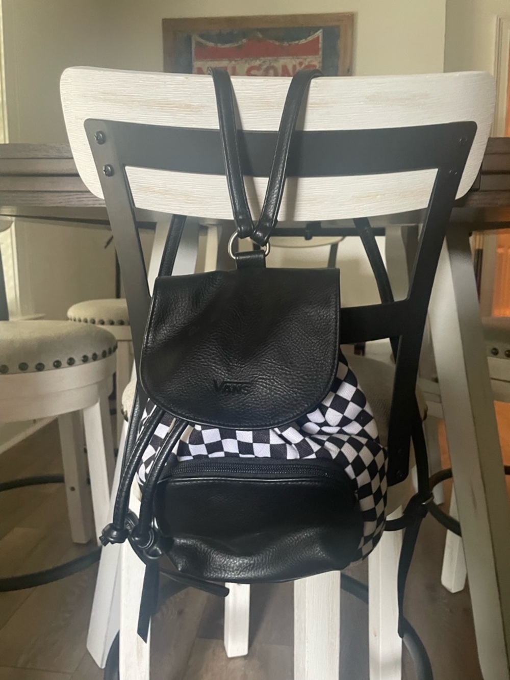 New VANS black and white check backpack